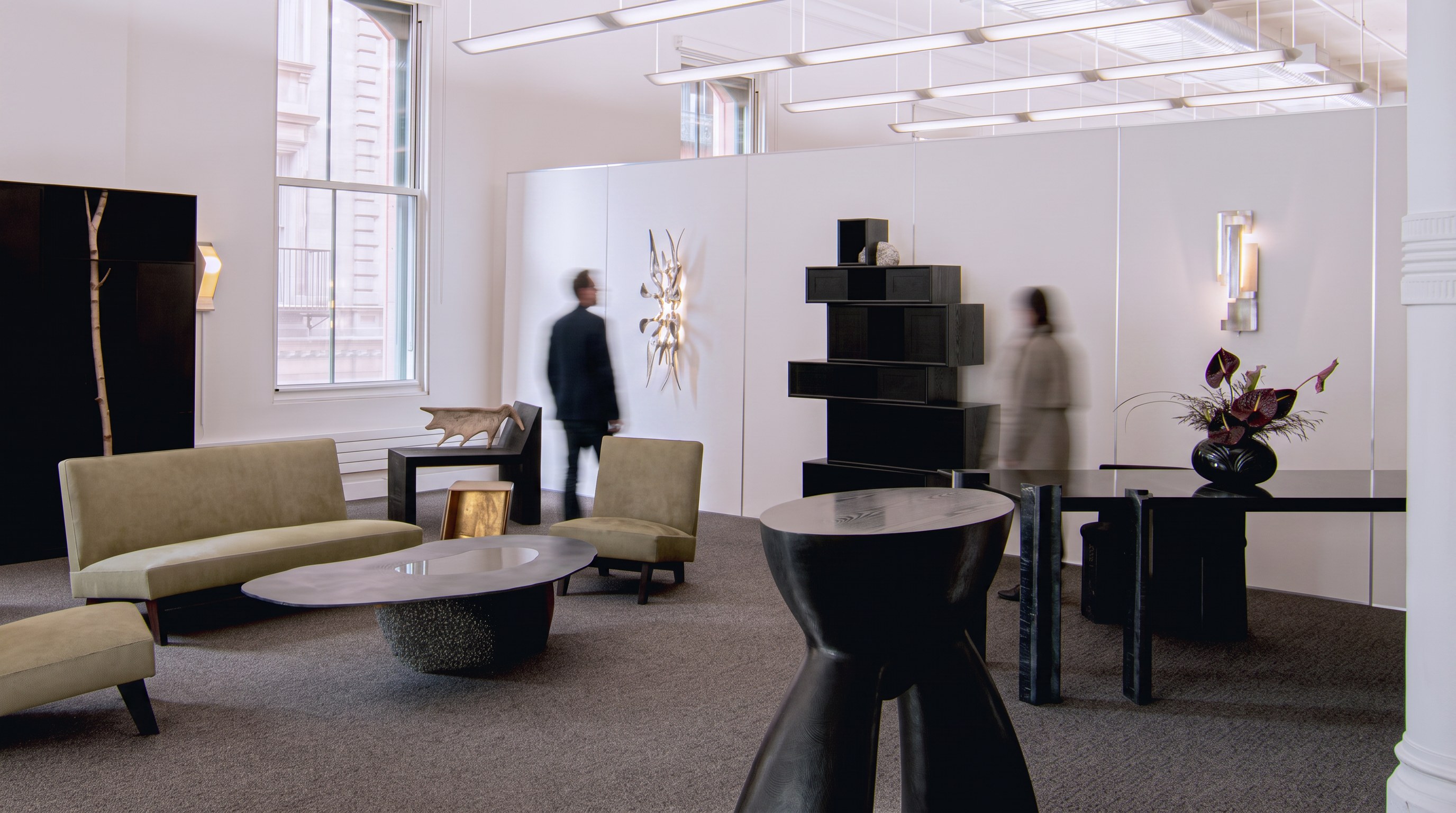 Collectible design exhibition in a white loft gallery